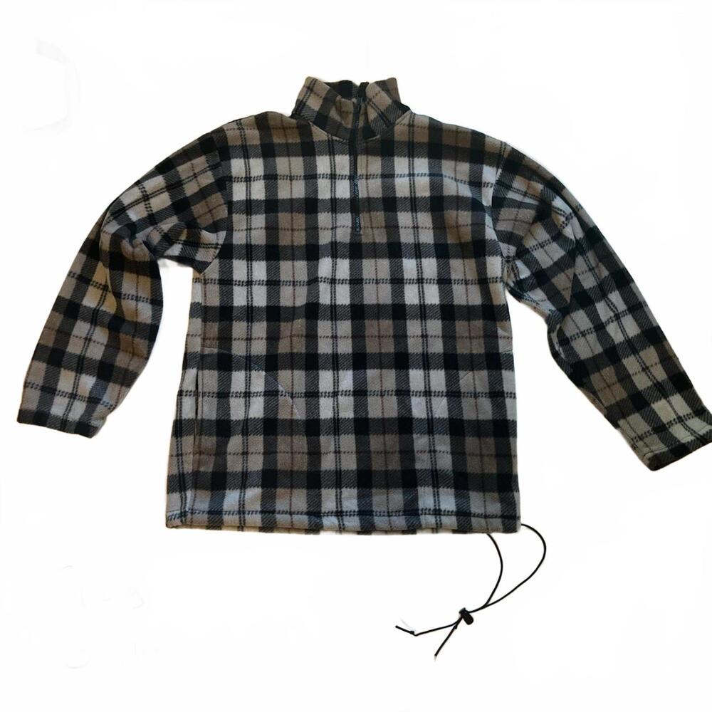 Cheetah Cozy Fleece Half-Zip Pullover - Black & Gray Plaid
